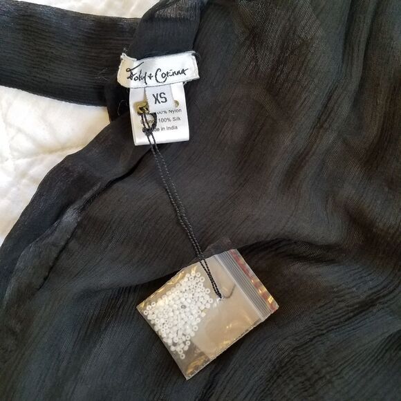 Foley + Corinna Beaded Floral Silk Cardigan Draped Open Front Vest XS - Picture 5 of 9